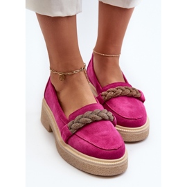 Zazoo 3429/W Mocassins Femme En Daim Avec Décoration Fuchsia rose 8