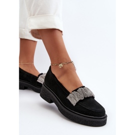 Zazoo 3419 Mocassins en daim pour femme avec sangle décorative, noir le noir 5