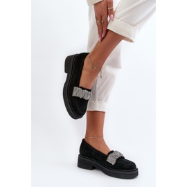 Zazoo 3419 Mocassins en daim pour femme avec sangle décorative, noir le noir 8