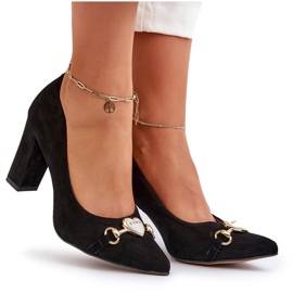 Zazoo 2453/OS Escarpins en daim sur un talon avec un cœur, noir le noir 9