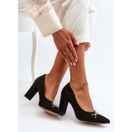 Zazoo 2453/OS Escarpins en daim sur un talon avec un cœur, noir le noir 3