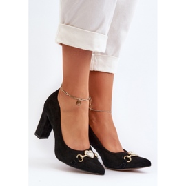 Zazoo 2453/OS Escarpins en daim sur un talon avec un cœur, noir le noir 4