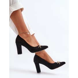 Zazoo 2453/OS Escarpins en daim sur un talon avec un cœur, noir 2