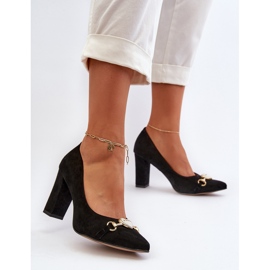Zazoo 2453/OS Escarpins en daim sur un talon avec un cœur, noir le noir 5