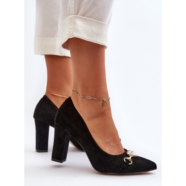 Zazoo 2453/OS Escarpins en daim sur un talon avec un cœur, noir le noir 7