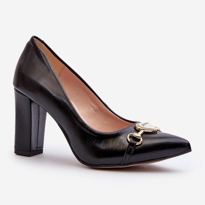 Zazoo 2453/OS Escarpins en cuir sur talon avec cœur, noir le noir 1