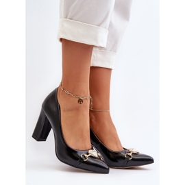 Zazoo 2453/OS Escarpins en cuir sur talon avec cœur, noir 2