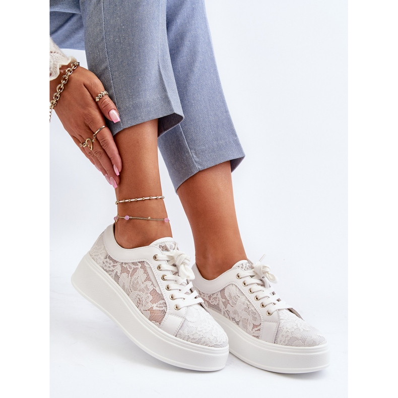 S.Barski Baskets en dentelle pour femmes sur la plate-forme S. Barski HY51-059 White blanche 1