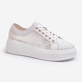 S.Barski Baskets en dentelle pour femmes sur la plate-forme S. Barski HY51-059 White blanche 2