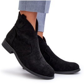 Bottines Ajourées à Talon Plat pour Femme Noir S.Barski HY66-151 le noir 7