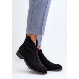 Bottines Ajourées à Talon Plat pour Femme Noir S.Barski HY66-151 le noir 2