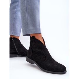 Bottines Ajourées à Talon Plat pour Femme Noir S.Barski HY66-151 le noir 3