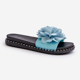 Tongs pour femmes décorées de fleurs, bleu Cellanen 1