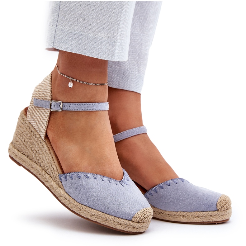 Joia Sandales compensées espadrilles en daim Raylin bleues avec tressage 4