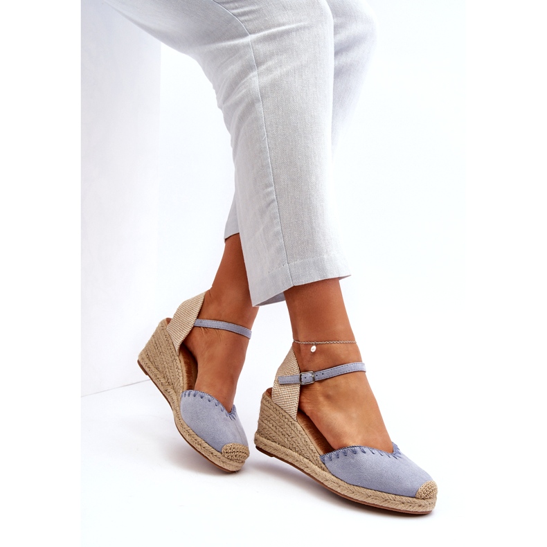 Joia Sandales compensées espadrilles en daim Raylin bleues avec tressage 3