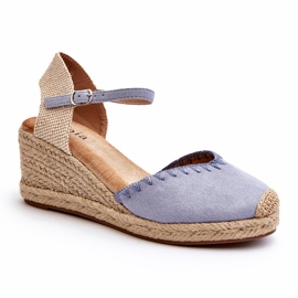 Joia Sandales compensées espadrilles en daim Raylin bleues avec tressage 1