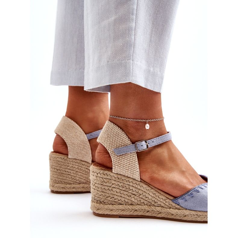 Joia Sandales compensées espadrilles en daim Raylin bleues avec tressage 2