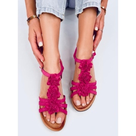 Fisken Sandales compensées à fleurs fuchsia rose 4