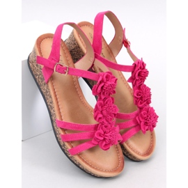 Fisken Sandales compensées à fleurs fuchsia rose 5