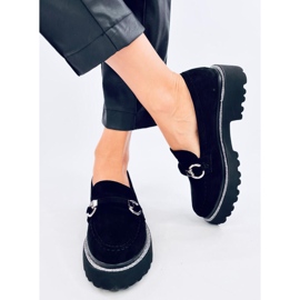 Sheady Mocassins en daim noir à semelle haute le noir 2