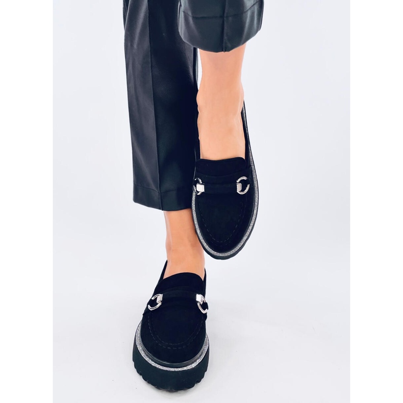 Sheady Mocassins en daim noir à semelle haute le noir 1