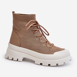 Bottines chaussettes à enfiler pour femmes marron Solime brun 1
