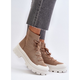 Bottines chaussettes à enfiler pour femmes marron Solime brun 2