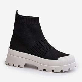 Bottines Pour Femmes Avec Chaussette Supérieure Slip-On Noir Fiename le noir 1