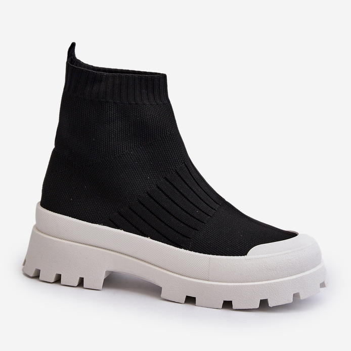 Bottines Pour Femmes Avec Chaussette Supérieure Slip-On Noir Fiename 1