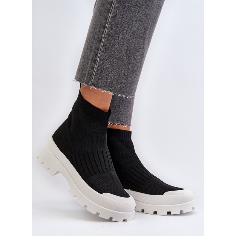 Bottines Pour Femmes Avec Chaussette Supérieure Slip-On Noir Fiename le noir 2