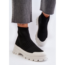 Bottines Pour Femmes Avec Chaussette Supérieure Slip-On Noir Fiename le noir 4