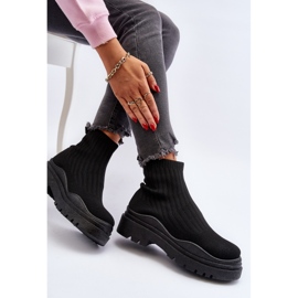Bottines chaussettes à enfiler Elipara noires pour femmes sur semelle massive le noir 7