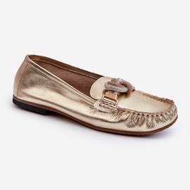 Mocassins En Cuir Pour Femme Avec Décoration Laura Messi 2761 Or d'or 1