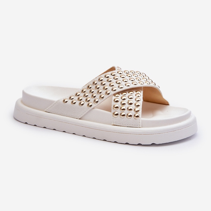 Tongs à plateforme décorées pour femmes blanches Niraela 1