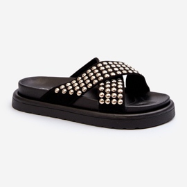 FG2 Tongs à plateforme décorées pour femmes noires Niraela 1