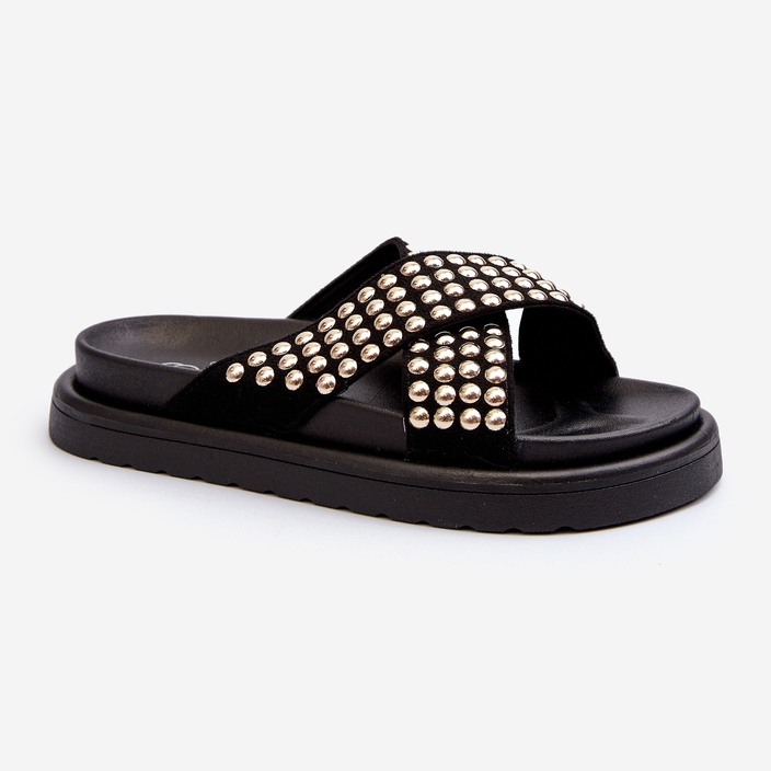 FG2 Tongs à plateforme décorées pour femmes noires Niraela 1