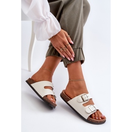 Tongs avec boucles pour femmes, blanc blanche 2