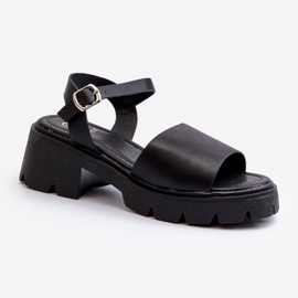 Sandales À Talons Épais Pour Femmes Noir Dottiassa 2