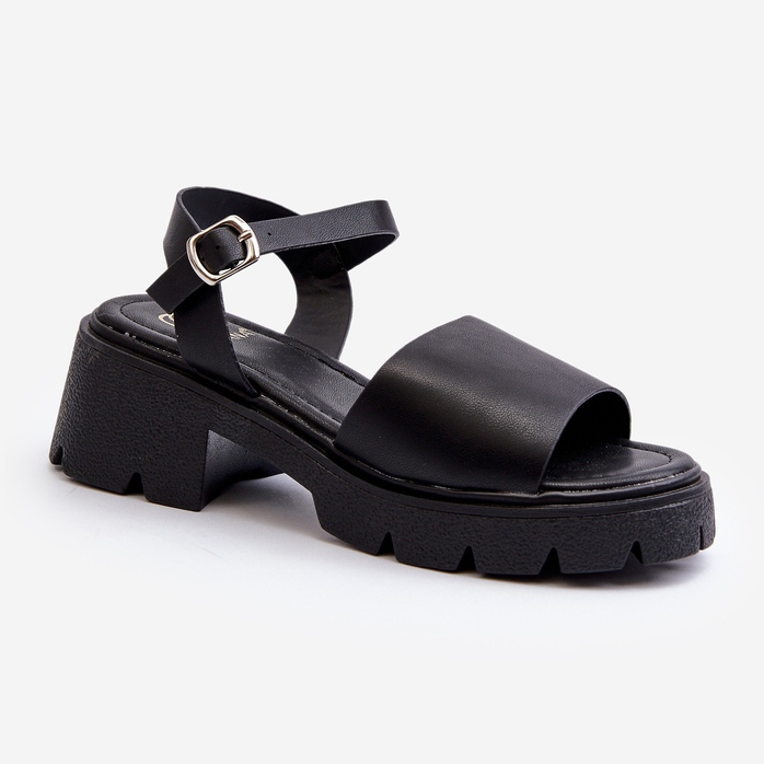 Sandales À Talons Épais Pour Femmes Noir Dottiassa 2