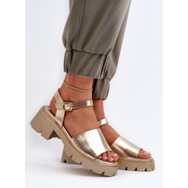 Sandales à talons épais pour femmes, doré Dottiassa d'or 2