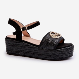 Sandales compensées avec tresse pour femme, noir Esalena le noir 2