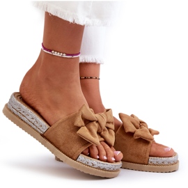 Tongs à plateforme Camel Aflia pour femmes avec nœud brun 10