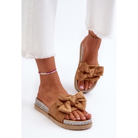 Tongs à plateforme Camel Aflia pour femmes avec nœud brun 5