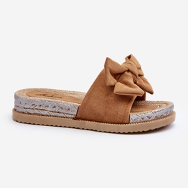 Tongs à plateforme Camel Aflia pour femmes avec nœud brun 2