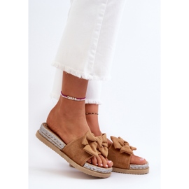 Tongs à plateforme Camel Aflia pour femmes avec nœud brun 3