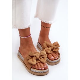 Tongs à plateforme Camel Aflia pour femmes avec nœud brun 7