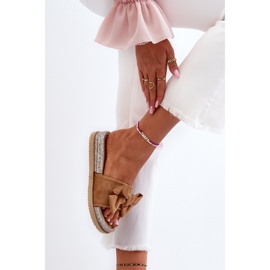 Tongs à plateforme Camel Aflia pour femmes avec nœud brun 8