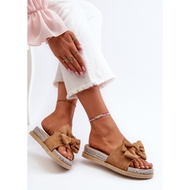 Tongs à plateforme Camel Aflia pour femmes avec nœud brun 1