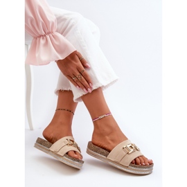Tongs Plateforme Pour Femme Avec Décoration, Beige Vapireta 1