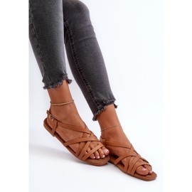 Sandales plates Big Star pour femmes NN274013 Camel brun 1